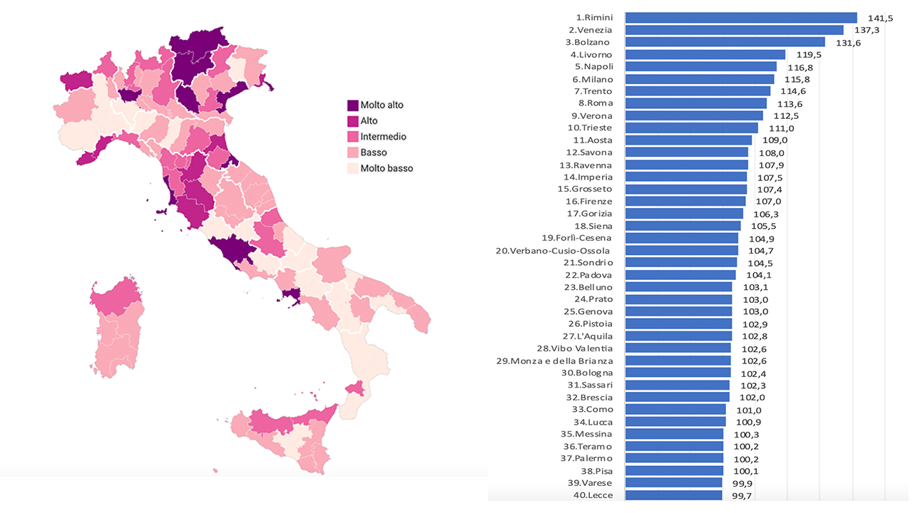 overtourism-italia-rimini-venezia-bolzano-classifica-demoskopika-mappa